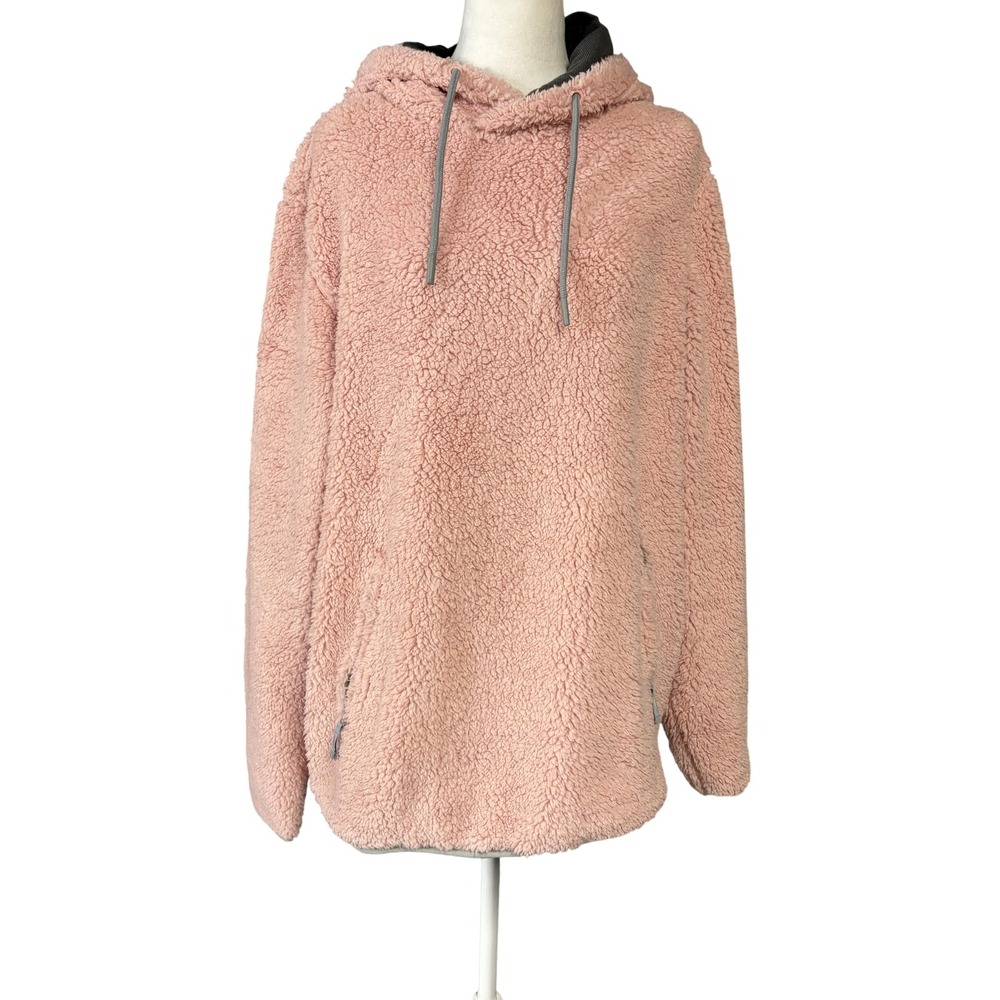 Chubbies Hoodie‎ Mens Large Pink Sherpa Fleece Pullover Zip Pockets Cozy Soft